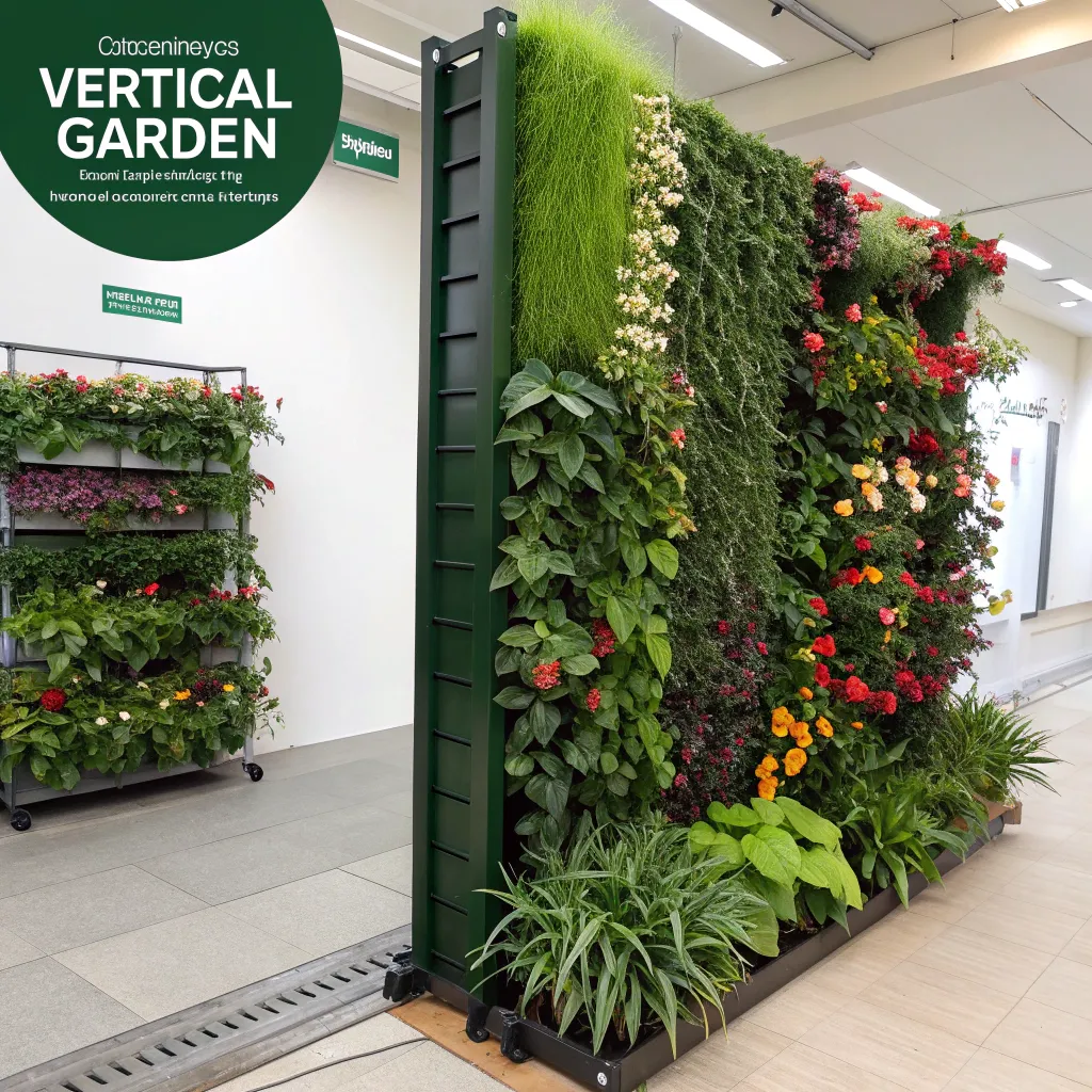 Lush vertical garden display for training